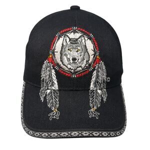 Vintage Dream Catcher Wolf Native Baseball Cap Black OS Embroidered Santo Cap